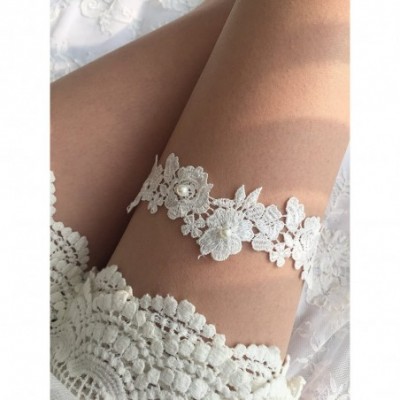 Garters & Garter Belts Wedding Flower Garter Bridal Pearls Garter Bridal Garter G07 - Ivory - C4189NKDT7K