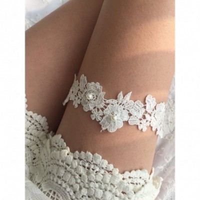 Garters & Garter Belts Wedding Flower Garter Bridal Pearls Garter Bridal Garter G07 - Ivory - C4189NKDT7K