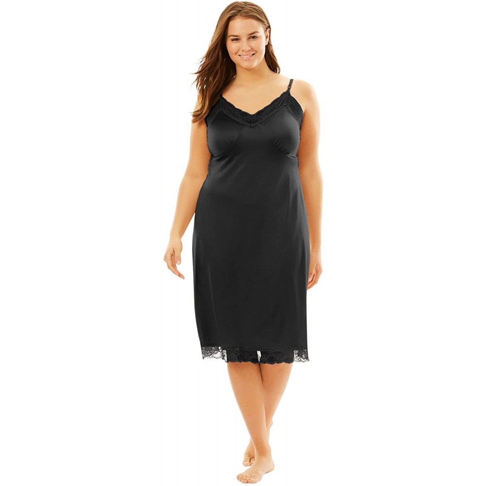 Slips Women's Plus Size Double Skirted Full Slip - Black (0110) - CY188ULOTTD