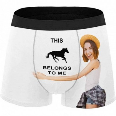 Boxers Custom Face Boxer Briefs for Man Briefs Panties Photo for Men Hug The Horse on Black - Type2 - CO19DE9AIRT