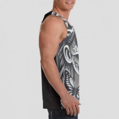 Undershirts Men Muscle Tank Top Summer Beach Holiday Fashion Sleeveless Vest Shirts - Sugar Skull Lady - CX19D849G6R