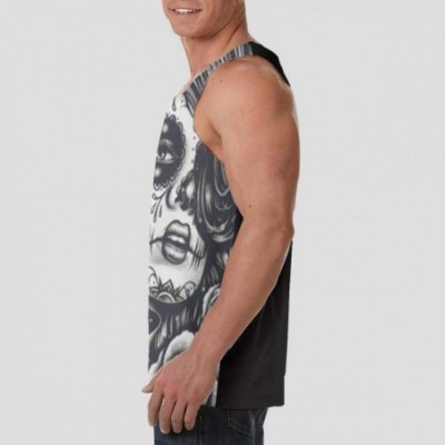 Undershirts Men Muscle Tank Top Summer Beach Holiday Fashion Sleeveless Vest Shirts - Sugar Skull Lady - CX19D849G6R