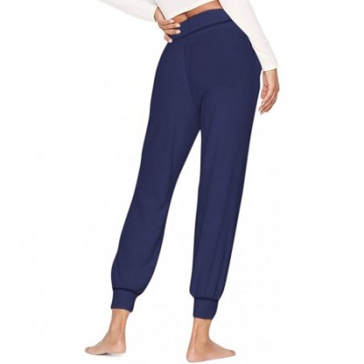 Bottoms Women Sleep Jogger Sweatpants with Pockets Drawstring Soft Loungewear PJ Bottoms Comfy Fit - Navy - C7193W7M4IH