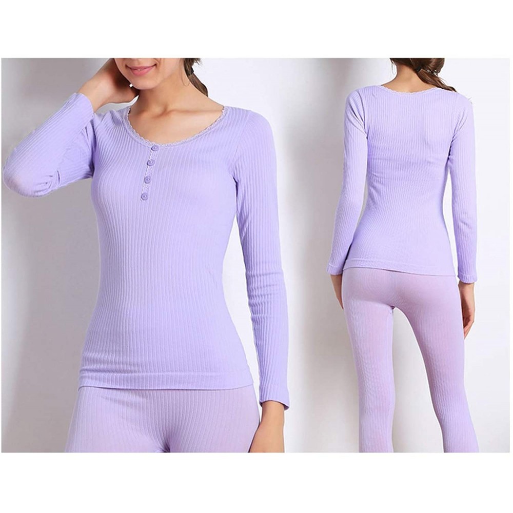 Thermal Underwear Thin Women Seamless Warm Long Johns Sexy Comfort Women's Slimming Body Shaped Thermal Underwear Sets - Purp...