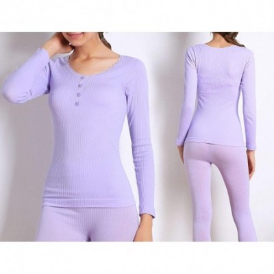 Thermal Underwear Thin Women Seamless Warm Long Johns Sexy Comfort Women's Slimming Body Shaped Thermal Underwear Sets - Purp...