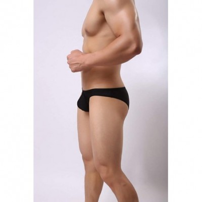 Bikinis Men's Ice Silk Underwear Sexy Low Waist Breathable Boxer Briefs - 3p-black - CB192A32DXE