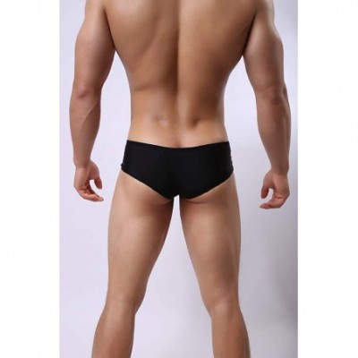 Bikinis Men's Ice Silk Underwear Sexy Low Waist Breathable Boxer Briefs - 3p-black - CB192A32DXE