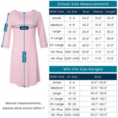 Nightgowns & Sleepshirts Women's Bamboo Pajamas 3/4 Sleeves Nightgowns Soft Sleep Dress Plus Size Sleep Shirt Lightweight Sle...