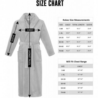 Robes Men's Hooded Fleece Bathrobe- Full Length Warm Plush Robes - Dark Grey - CI19DYY5EOK