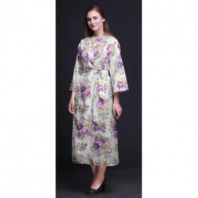 Robes Long Robes for Women Printed Bride Getting Ready Bridesmaid Robes Cotton Bathrobes - Purple2 - CV18T83MXH0