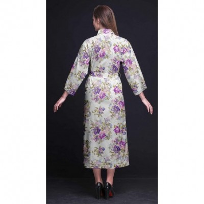 Robes Long Robes for Women Printed Bride Getting Ready Bridesmaid Robes Cotton Bathrobes - Purple2 - CV18T83MXH0