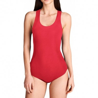 Shapewear Womens Essential Basic Scoop Neck Bodysuits Breathable Cotton Jersey Collection - Racerback - Red - CW18KHNZSQ0