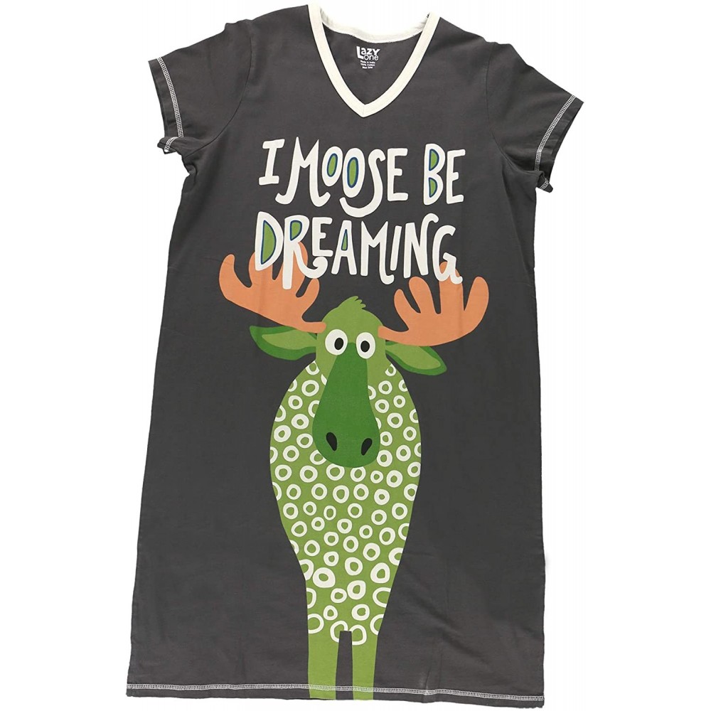 Nightgowns & Sleepshirts V-Neck Nightshirts for Women- Animal Designs - I Moose Be Dreaming Nightshirt - CP1959WXOT8