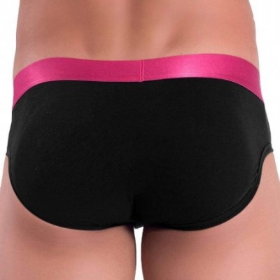 Briefs Colors Padded Cotton Briefs - Black / Pink - C41960NDRHD