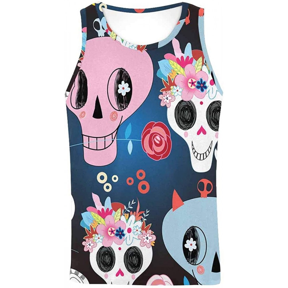 Undershirts Men's Muscle Gym Workout Training Sleeveless Tank Top Skull with Crown - Multi4 - C319DW7YLM9