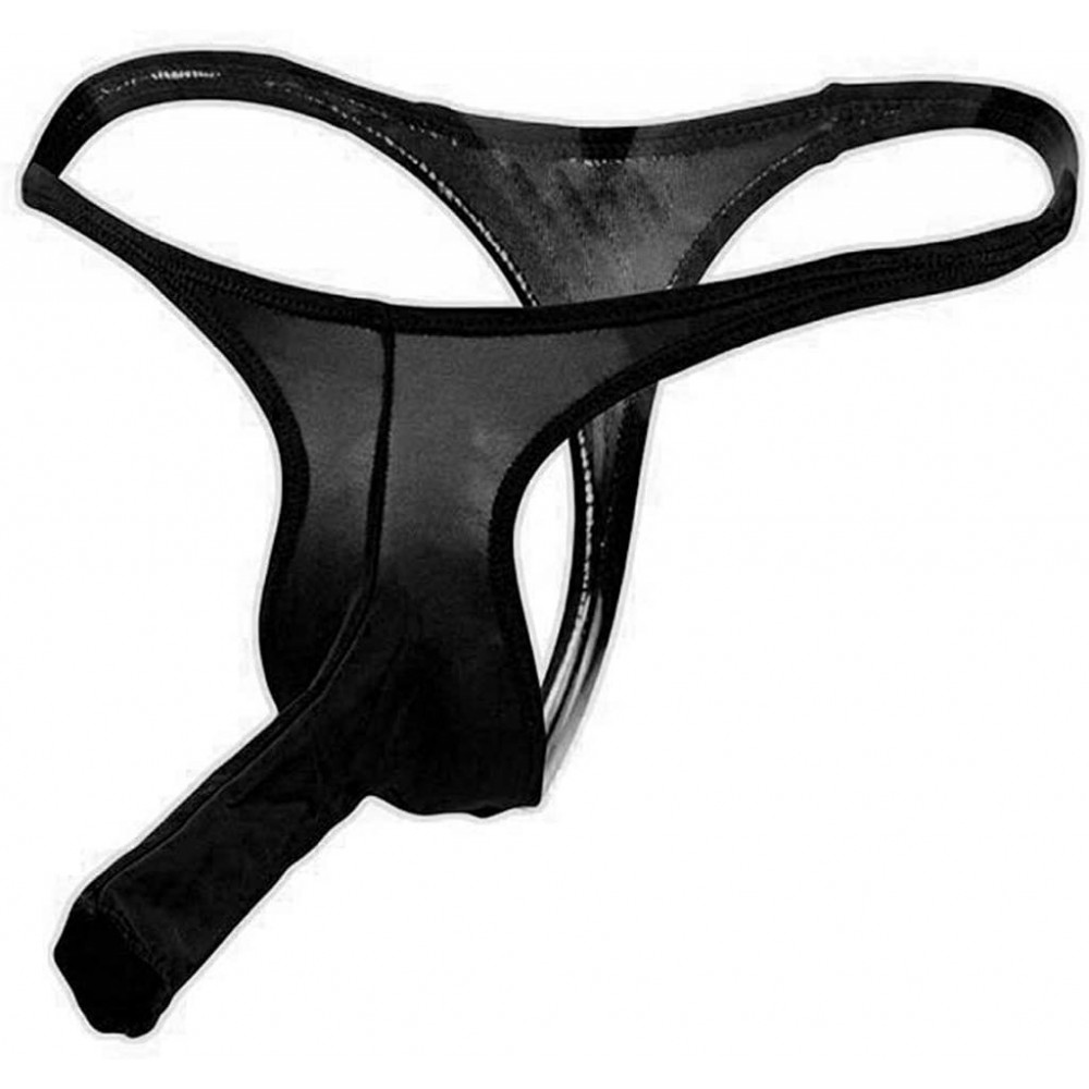 Shapewear Men's Thong G-String Comfort Underwear Undie Sexy T-Back Micro Thong Briefs - Black - C21947LOG4S