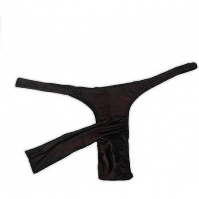 Shapewear Men's Thong G-String Comfort Underwear Undie Sexy T-Back Micro Thong Briefs - Black - C21947LOG4S