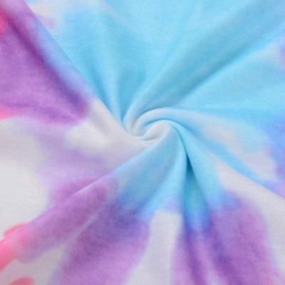 Sets Women Pajamas Set Tie Dye Print T-Shirts Top Shorts2-Piece Sleepwear Loungewear - Multicolor - CF19CSDZ84K