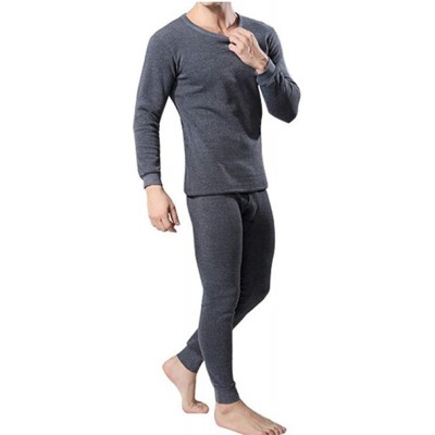 Thermal Underwear Mens Thermal Underwear Fleece Lined Top and Bottom Base Layer Ultra Soft Cotton Long John Set - Light Gray ...