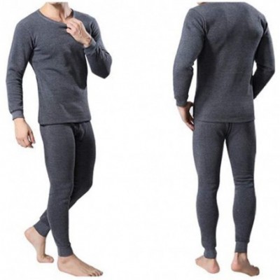 Thermal Underwear Mens Thermal Underwear Fleece Lined Top and Bottom Base Layer Ultra Soft Cotton Long John Set - Light Gray ...