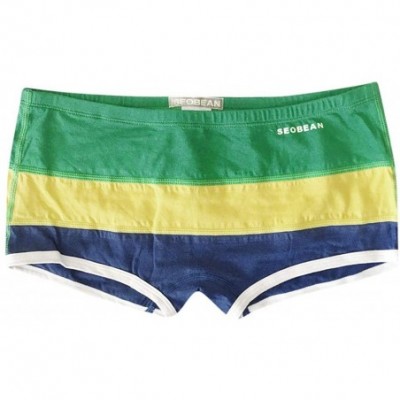 Boxer Briefs Men's Cotton Boxer Briefs Soft Breathable Color Stripe Boxer Underpants Underwear - Green - CA18H8A8WXT