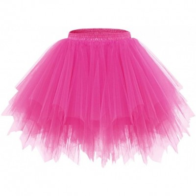 Baby Dolls & Chemises Women's Halloween Tutu Skirt 50s Vintage Ballet Bubble Dance Skirts for Cosplay Party - Fuchsia - CT12N...