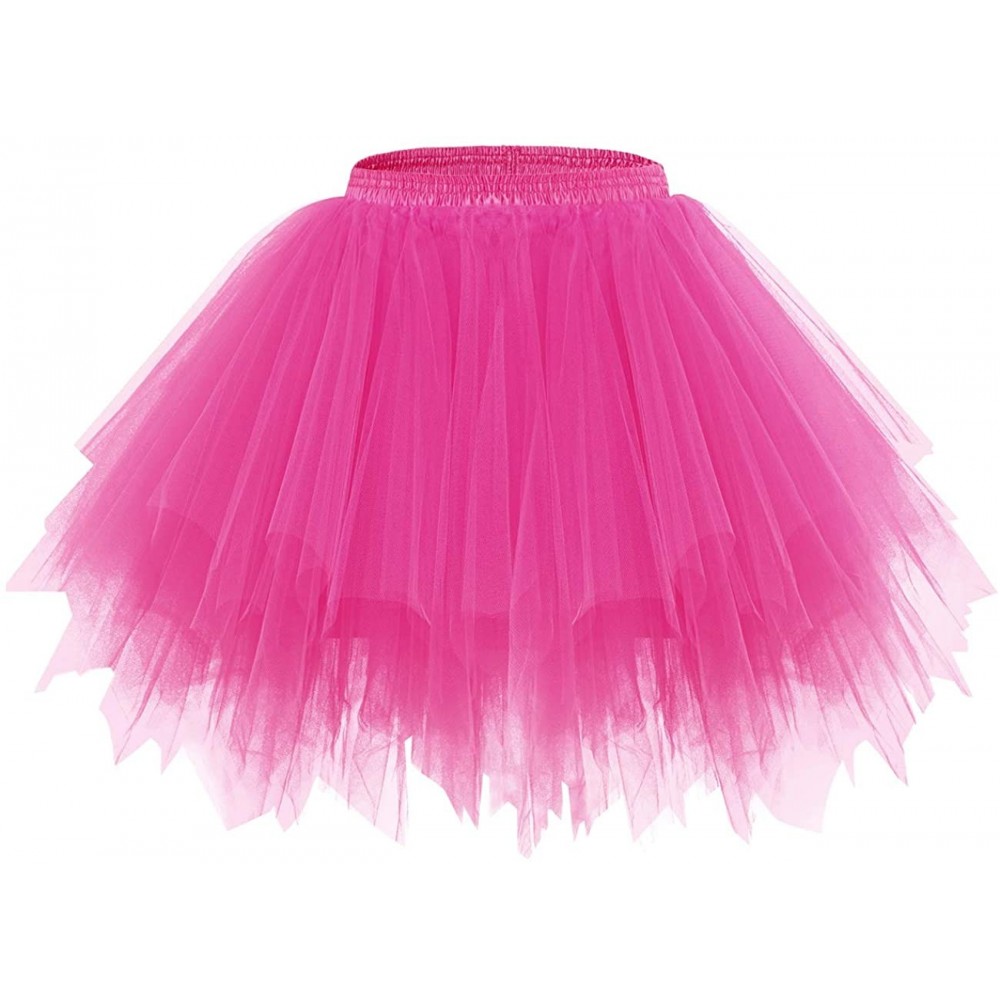 Baby Dolls & Chemises Women's Halloween Tutu Skirt 50s Vintage Ballet Bubble Dance Skirts for Cosplay Party - Fuchsia - CT12N...