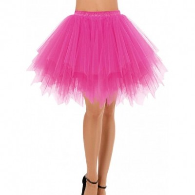 Baby Dolls & Chemises Women's Halloween Tutu Skirt 50s Vintage Ballet Bubble Dance Skirts for Cosplay Party - Fuchsia - CT12N...