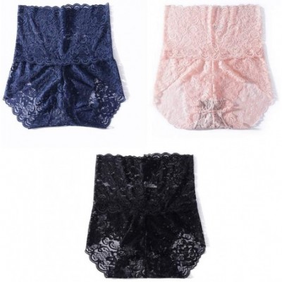 Panties Sexy Panties Briefs Women's Lace Stretch High Waist Cotton Thong-25-XL - 25 - CV190EHWTHW