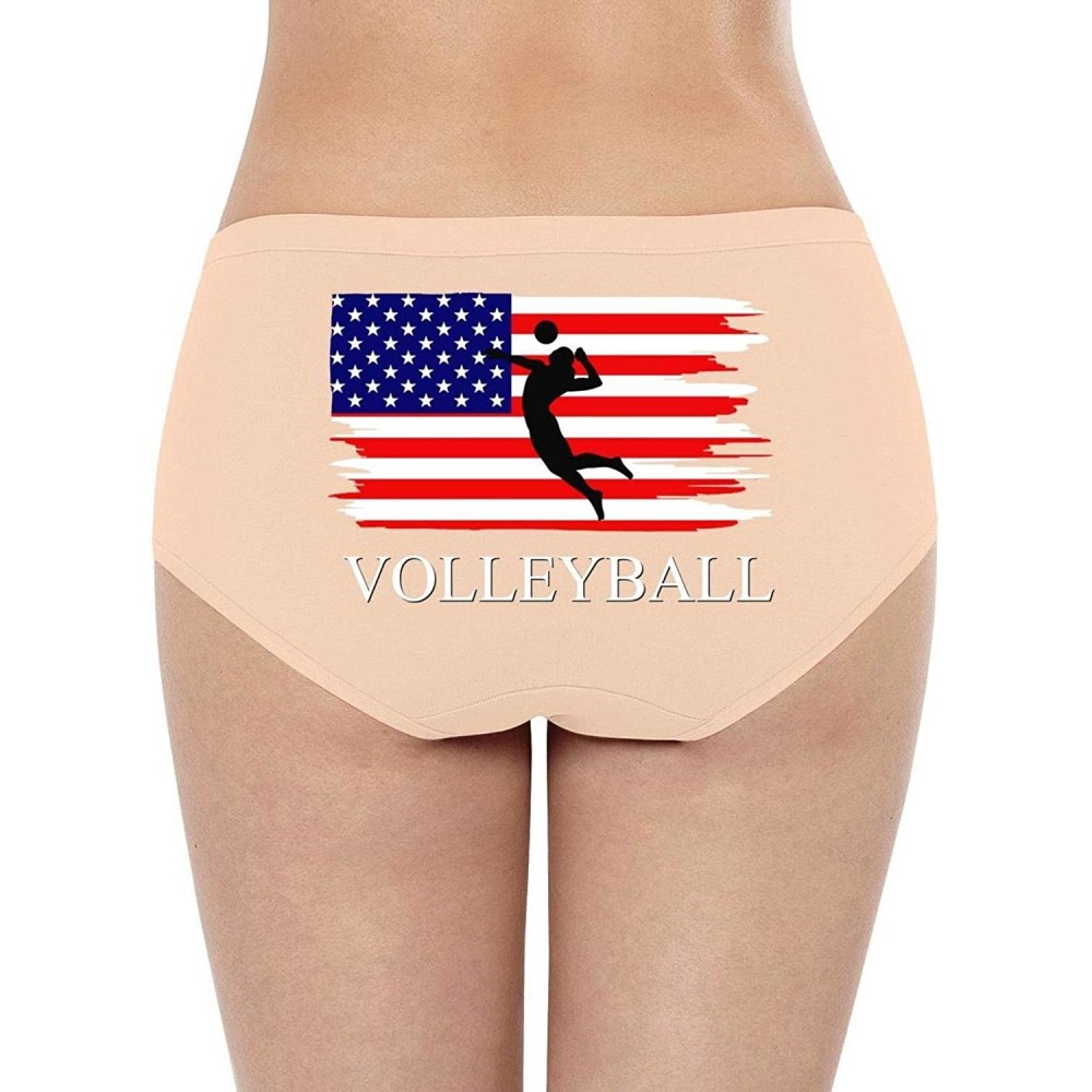 Panties Women Girls Cotton Stretch Cute Briefs Maine State Flag Pretty Breathe Bikini Panties - American Flag Volleyball - CP...