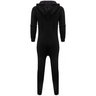 Sleep Sets Men's Unisex Jumpsuit Elegant One Piece Pajama Sleepwear Zipper Jumpsuit Pullover Hooded Sweatshirt - B-black - CY...