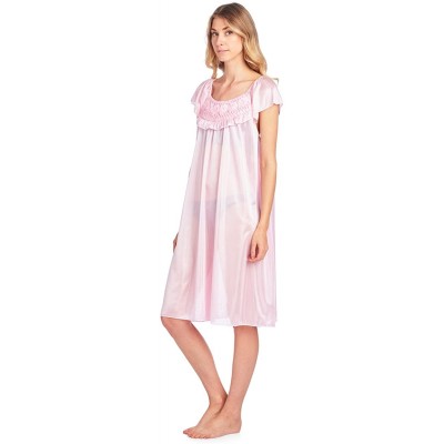 Nightgowns & Sleepshirts Women's Cap Sleeve Flower Silky Tricot Nightgown - Light Pink - C812CMS52M5