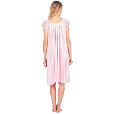 Nightgowns & Sleepshirts Women's Cap Sleeve Flower Silky Tricot Nightgown - Light Pink - C812CMS52M5