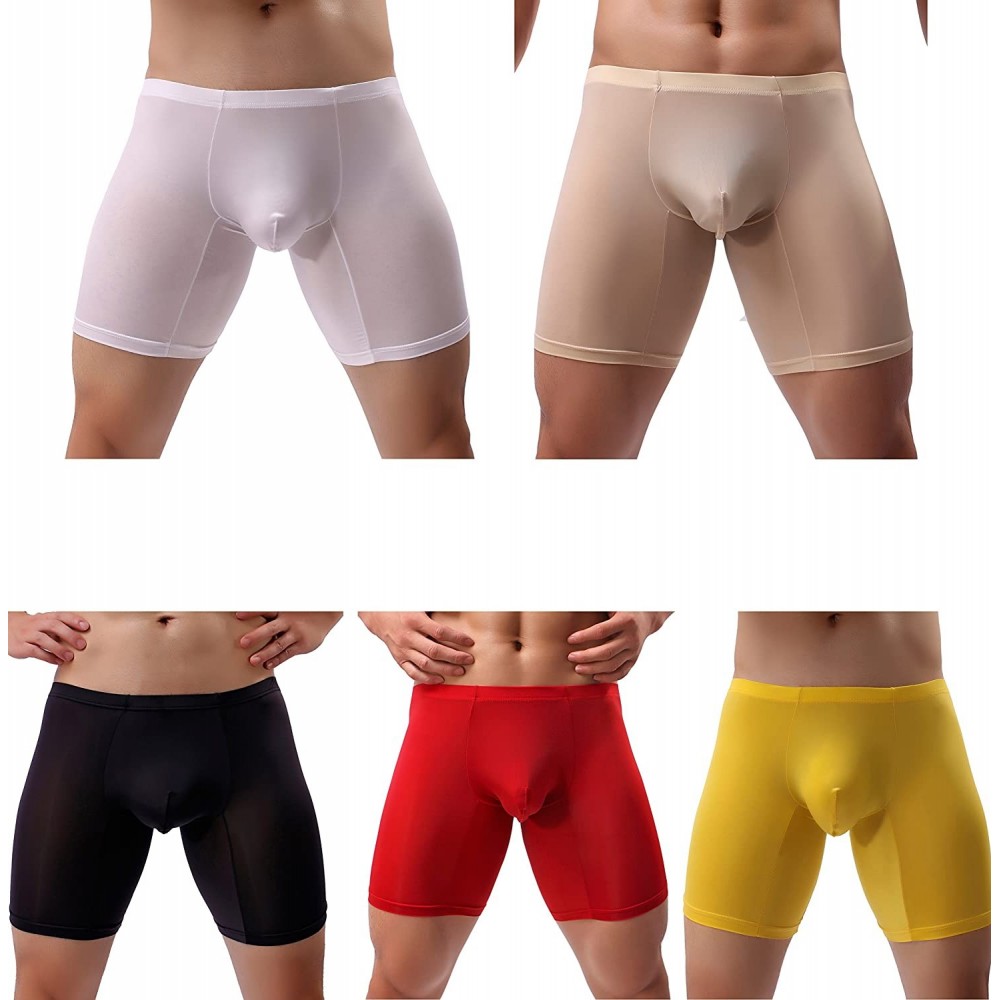 Boxer Briefs Men's Briefs Breathable Ice Silk Sports-Inspired Underwear Boxer Briefs - 5-pack Mixed Color - CT1860TR7SK