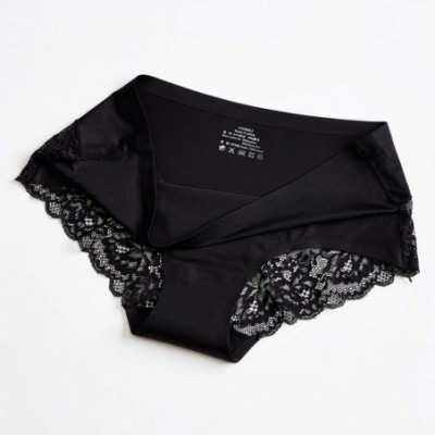 Thermal Underwear Women Low Waist No Trace Sexy Thong Briefs Fashion Letter String Underpants Lingerie - B-black - CA196H9NK8X