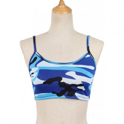 Camisoles & Tanks Women's Spaghetti Strap Crop Top Camouflage Print Camisole V Neck Cami Tank Top - Blue - CS19DHWYD72