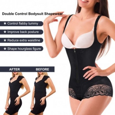 Shapewear Women Waist Trainer Bodysuit Double Slim Full Body Shapewear Breathable Smooth Corset - Black Zipper and Hook Waist...