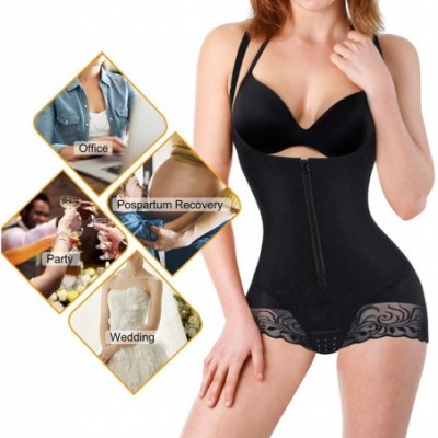 Shapewear Women Waist Trainer Bodysuit Double Slim Full Body Shapewear Breathable Smooth Corset - Black Zipper and Hook Waist...