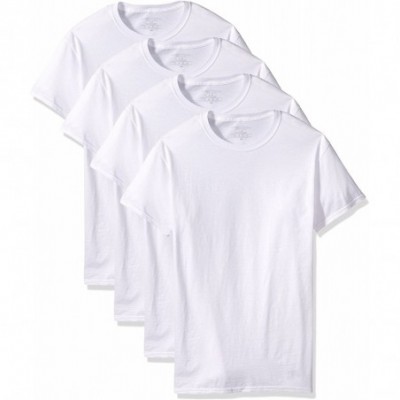 Undershirts Mens 4Pack White Crew-Neck Undershirts Cotton T-Shirts- L - CX12IICWJ7F