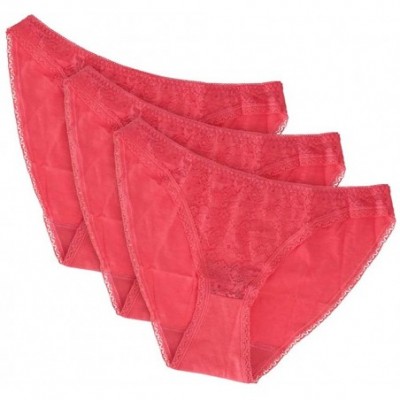 Panties Anti Odor Panty- Bikini Lace Front- (3 Pack)- Ultrasoft- Breathable- Copper-Cotton Weave- Authentic Clotho - Coral - ...