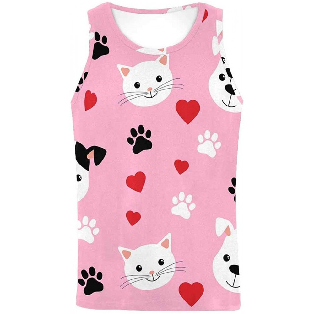 Undershirts Men's Muscle Gym Workout Training Sleeveless Tank Top Cute Dog Paw and Candy - Multi4 - CL19COD3O5D