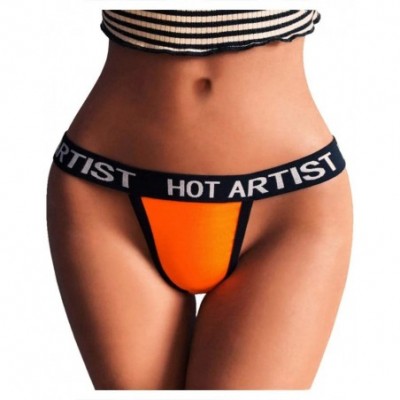 Thermal Underwear Women Lingerie G-String Letter Briefs Underwear Panties T String Thongs Knick - Orange - C3199UTINZI