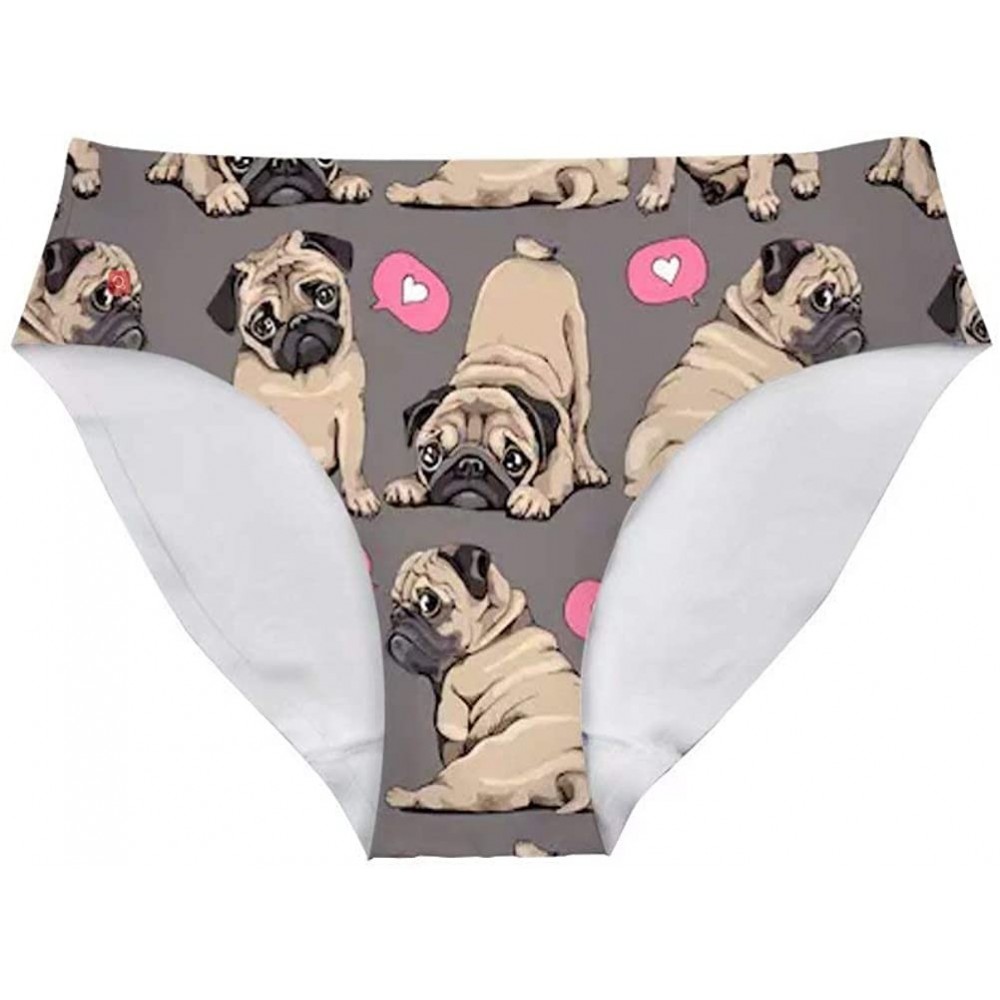 Panties Funny Underwear for Women 3D Cute Alpaca Panties Hipster-Panties Low Waist Sexy Ladies Panties - Pug-1 - CK193IO5XYL