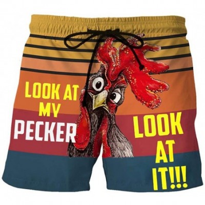 Boxers Men Drawstring Special Cock Print Holiday Festival Beach Work Casual Trouser Shorts Pant Comfy Fit - C-red - CF19DLAHS5K