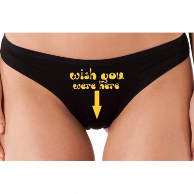 Panties Wish You Here Funny Sexy Thong Flirty Panties Selfie Underwear - Yellow - C618RA5XU8I