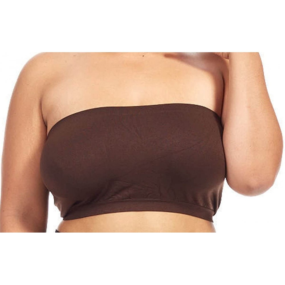 Bras Plus Size Bandeau Tube Bra - Seamless! Many Colors! FITS 1X-2X-3X - Brown - CO11ZL5BRIZ