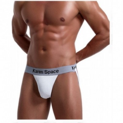 G-Strings & Thongs Men's Sexy Jockstrap Underwear Athletic Supporter Jock Strap for Gym Bike Baseball MMA - A7-white - CJ18Y5...