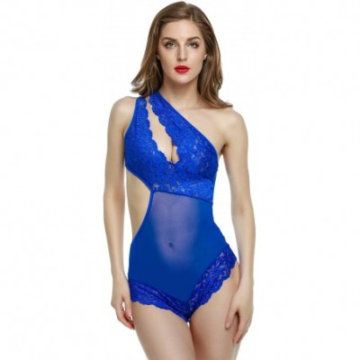 Baby Dolls & Chemises Lingerie for Women Teddy Lingerie One Piece Babydoll Mini Bodysuit - Blue 3 - CV18Y47GN7K