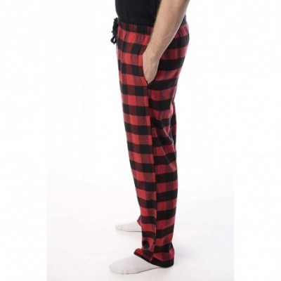 Sleep Bottoms Men's Flannel Pajamas - Plaid Pajama Pants for Men - Lounge & Sleep PJ Bottoms - Black / Red - Buffalo Plaid - ...