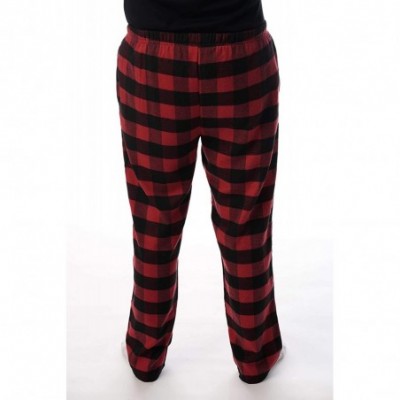 Sleep Bottoms Men's Flannel Pajamas - Plaid Pajama Pants for Men - Lounge & Sleep PJ Bottoms - Black / Red - Buffalo Plaid - ...